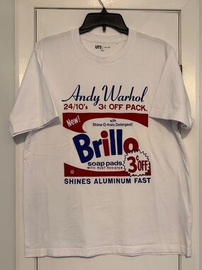 Uniqlo Andy Warhol Brillo Graphic Tee in White, Red & Blue